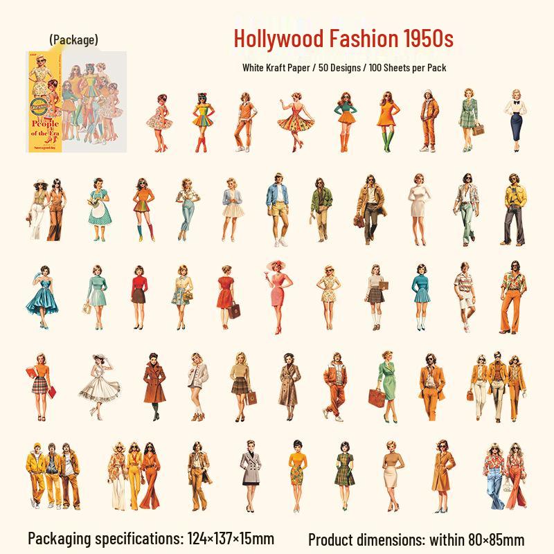 Retro Fashion Character Sticker Pack: A Beautiful Day Series
