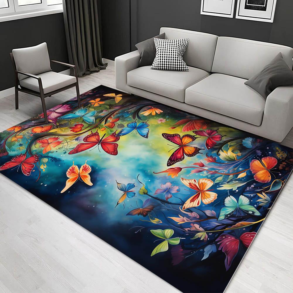 

1pc 1533513400Pattern Carpet, Area Rug For Living Room Bedroom Room Bed Chair Laundry Entryway Corridor Yard Non-slip Outdoor Camping Rug Fl 60cm by 90cm