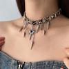 New Punk Gothic Rivet Cross Pendant Necklaces for Women Men Hiphop Leopard Print Plush Collarbone Necklaces Jewelry Accessories