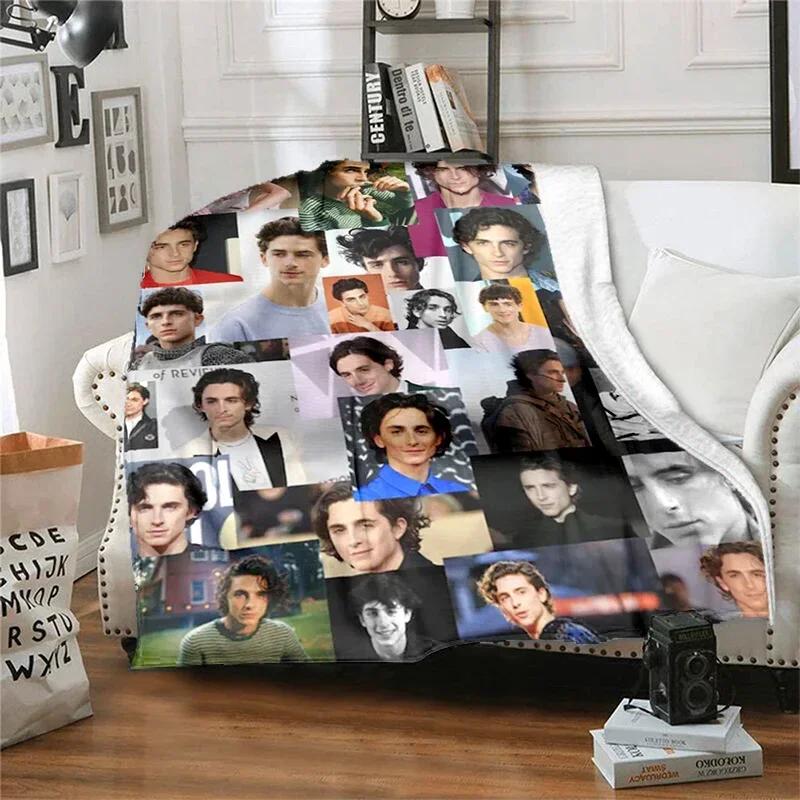 Copridivano letto con fantasia dell'attore Timothée Chalamet, coperta morbida a quadri, isolamento morbido, coperta in flanella, regalo per fan di ragazzo e ragazza