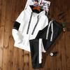 Mens Tracksuit Warm Hooded Sweatshirt+Sweatpants 2 Pcs Sets Winter High Quality Black White Top or Pants Casual Jogging Clothing