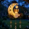 Festive Holiday Gift for Friends Solar Angel Moon Light, Christmas Hanging Lantern with Warm Glow, Resin Weather Resistant Ornament Outdoor
