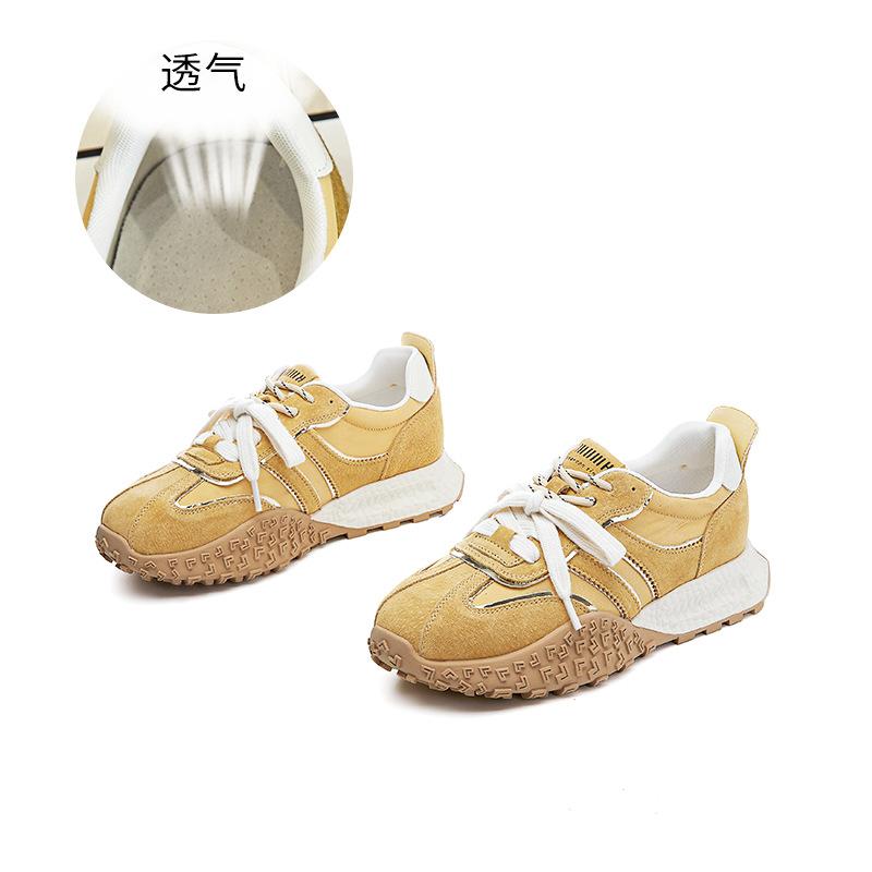 Leather Forrest Gump shoes women's 2025 autumn new women's shoes casual shoes thick sole heightening color matching pair of shoelaces sports shoes w