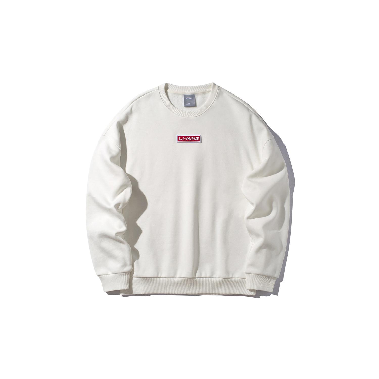 Li Ning Sweatshirts Unisex Ivory Crew Neck Moderate Plus Size AWDP696-5 XXL
