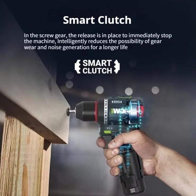 WORX WU135 Cordless Electric Drill 12V 50Nm 1800rpm Brushless Motor Electric Screwdriver Impact Drill Metalworking Smart Cutch