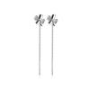 Four-leaf clover earline women's niche design temperament long ear hole earrings round face showing thin tassel versatile ear jewelry