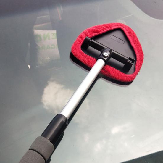 Car Cleaning Brush with Reusable Pads Extendable Handle Sprayer Brush Windshield Cleaning Tool for Car Interior Exterior Glass Cleaning