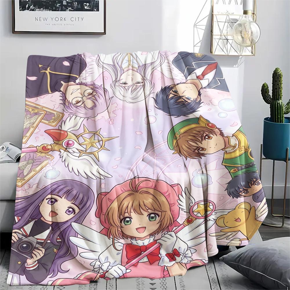 Cardcaptor Sakura Group & Magical Pattern Flannel Blanket, Comfortable for All Seasons, Home Decor, Warmth and Comfort, Perfect for Gifts.
