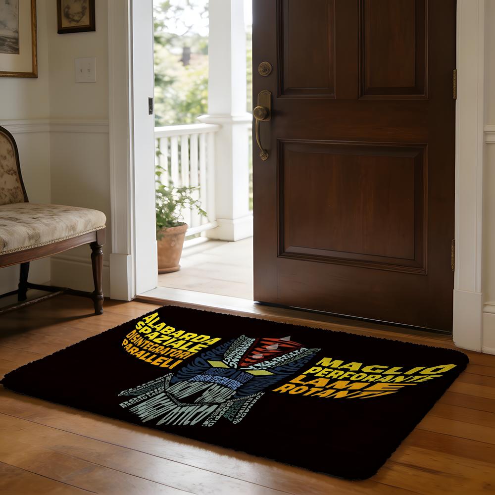 UUfo Robot Goldrake Floor Mat Soft Flannel Absorbent Mat Non-Slip Rug Home Bedroom Bathroom