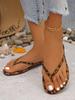 Fashion 2025 New Women's Flip Flops Flat Bottom Sandals Summer Beach Casual PU Material Fashionable Leopard Print Slippers