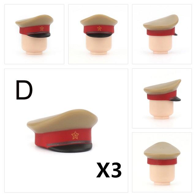 US Soviet British Soldier Figures Helmet M1ssh40 M3 Beret Military Accessories Building Blocks Toys For Children J004