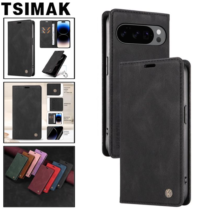 Hautfreundliches Flip Case für Google Pixel 6 7 8 9 10 Pro XL 9Pro 6A 7A 8A 9A Pixel9 A Hülle Starker Magnet Leder Brieftasche Coque