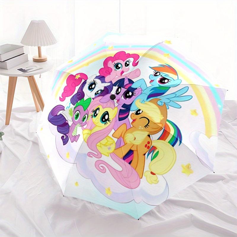 Ombrello Pieghevole Automatico My Little Pony, Apertura/Chiusura Automatica, Ombrello da Viaggio Resistente Antivento per Avventure all'Aperto a0826070