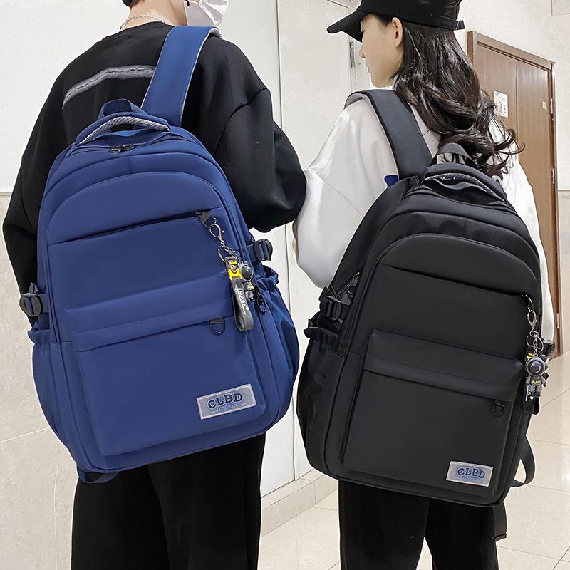 Men's College Students Solid Color Backpack Middle School Students High Capacity Backpack