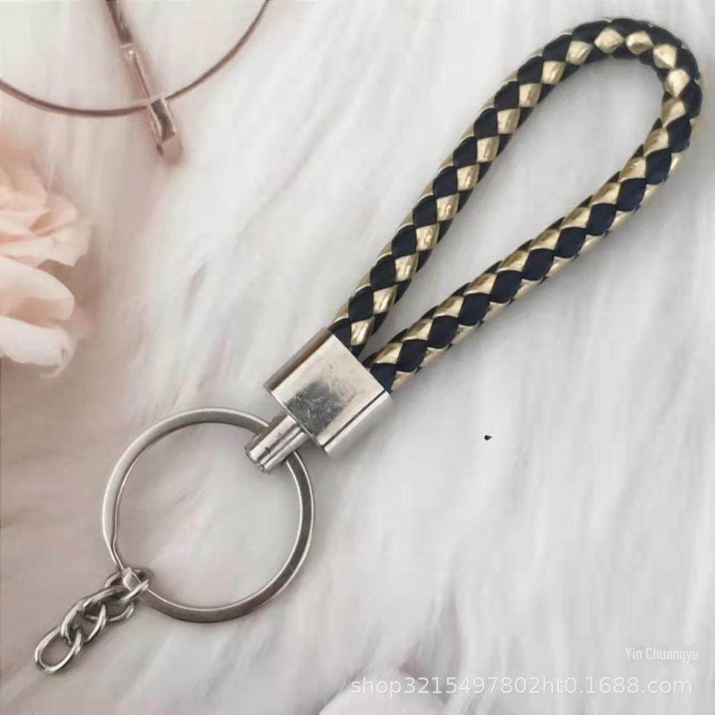 Gevlochten Lederen Touw Sleutelhanger met Poppenhanger - Modieus en Creatief Accessoire