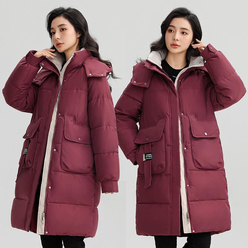 Down Cotton-padded Clothing Women's Long Autumn and Winter New Thickened Loose and Thin Temperament Cotton-padded Jacket