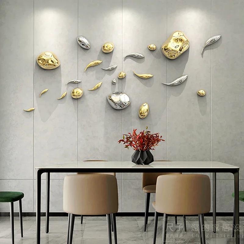 Wall Decoration Stone 3D Golden Stone Wall Background Display Plating Simulation Stone Pendant Wall Hanging Ornaments Room