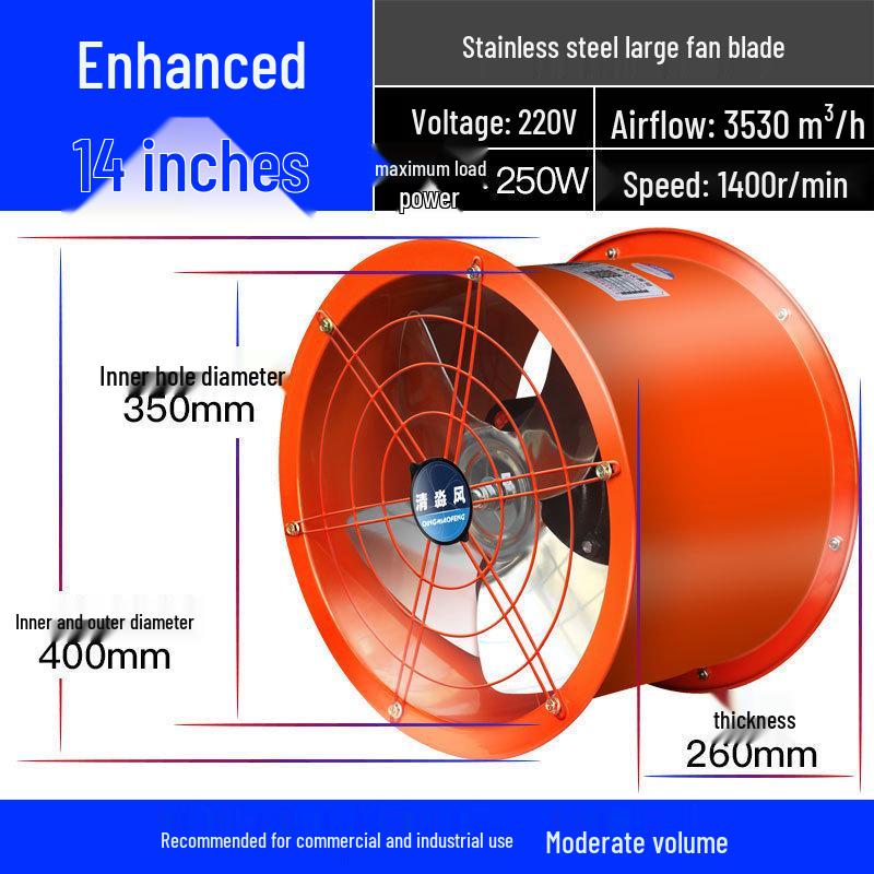 Powerful Silent High-Speed Axial Flow Kitchen Exhaust Fan for Oil Fume