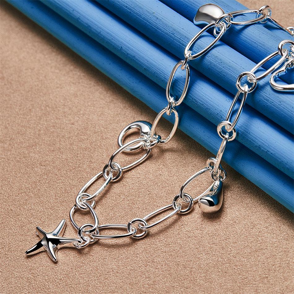 925 Sterling Silver Exquisite Starfish Water Drop Pendant Necklace for Women Fashion Party Favor Wedding Jewelry Accessories