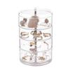 Rotating Jewelry Storage Box for Makeup Storage Rack Bracelet Earring Round Plastic Organizer Box Holder Display Rack with Cover