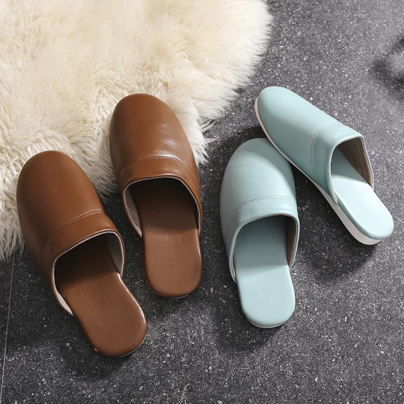 Mote Stor størrelse herre høst hjemmesko unisex ekte skinn tøfler komfortable innendørstøfler flate