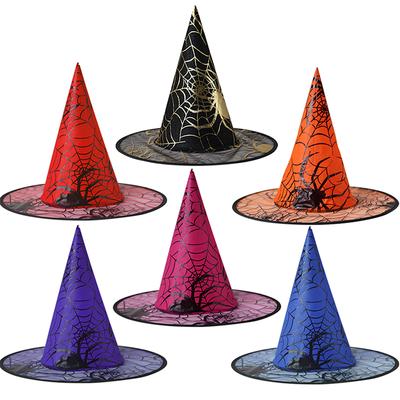 Copii adulți pălării de vrăjitoare neagră mascarada panglică costum de vrăjitor șepci cu vârf ascuțit Cosplay accesorii de Halloween Decor pentru petreceri