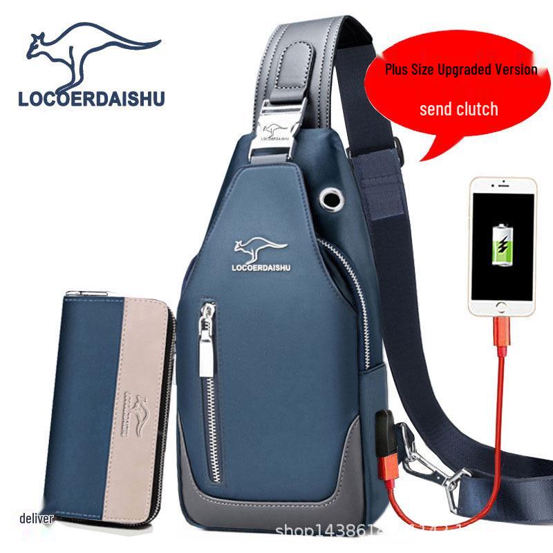 Men's Waterproof Oxford Cloth Crossbody Chest Bag - Korean Style, Trendy, Wear-Resistant, Single Shoulder Bag