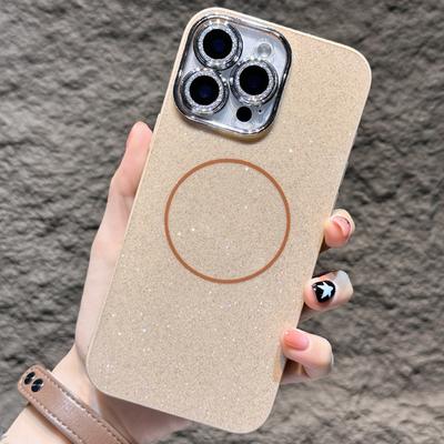 Fashion Glitter Magnetic Cell Phone Case for iPhone 11 12 13 14 15 16 Pro Max Plus With Camera Protective Film Shockproof Cover