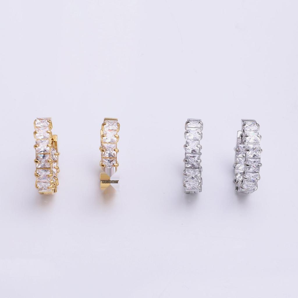 Chic Versatile Sparkly Square Zirconia Earrings for Women - High-End Niche Design