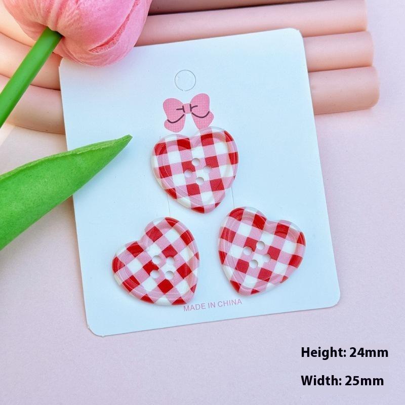 20Pcs Japanese Cute Plaid Heart Shaped Button Girls Wool Coat Cardigan DIY Sewing Decoration Women's Clothing Sewing Accessories