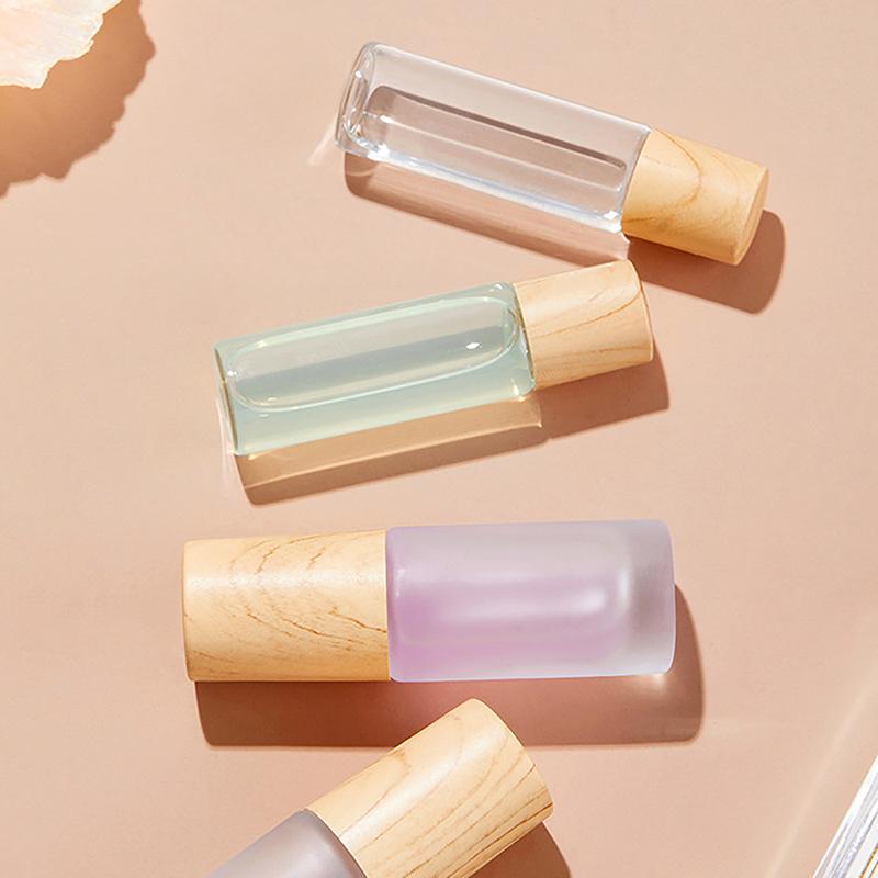 1/2/3/5/10Ml Cosmetic Container Roll On Glass Bottles For Essential Oil Empty Perfume Bottle Refillable Container With Wood Lid