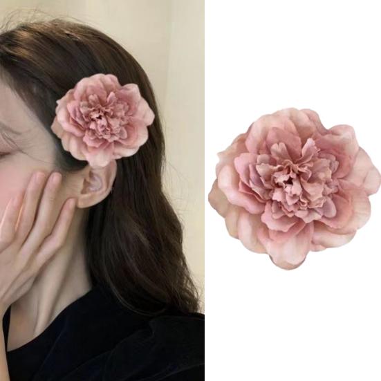 Dame Hårklemme 3D Blomsterdekor Sidepannelugg Hårnål Sommer Fotorekvisitter Tegneseriestil Hårnål Hårtilbehør