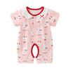 Baby Girl Cotton Summer Romper with Doll Collar, Short Sleeve, Size 100 Jumpsuit