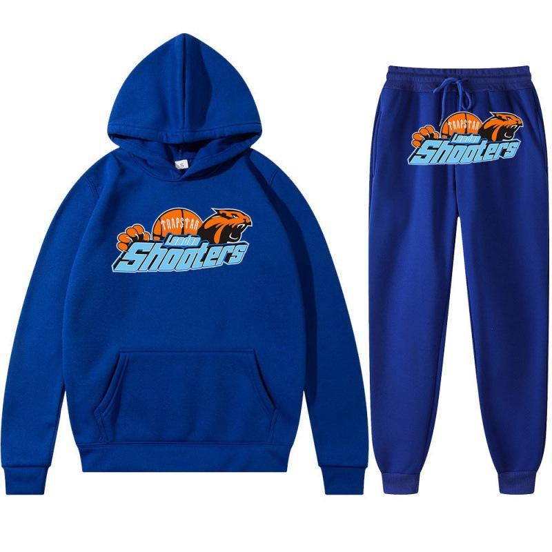 Printed Sportswear Men's Two-piece Loose Hooded Sweatshirt Set
