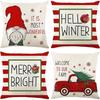 Christmas linen pillowcase, Santa Claus printed pillow, cushion cover, home living room decoration cushion cover