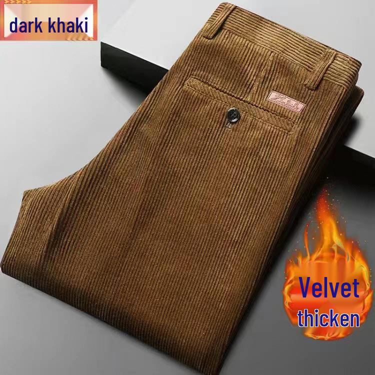 Value Vault Hoge Taille Corduroy Broek voor Heren - Puur Katoen, Losse Rechte Pijp, Herfst/Winter Casual Kleding voor Middelbare Leeftijd & Ouderen Waist 3.1 ft = Size 40