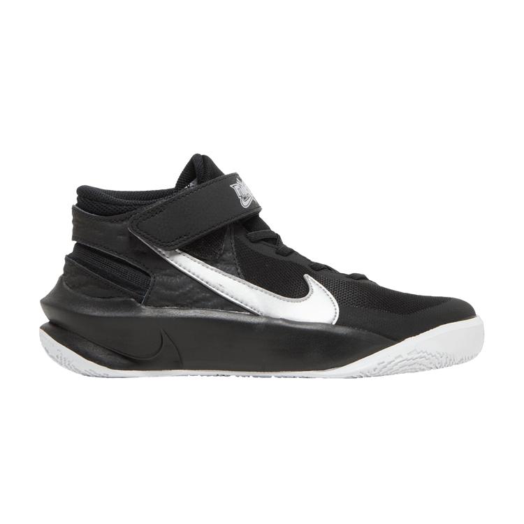 Nike Team Hustle D10 FlyEase GS  Black Metallic Silver  38.5