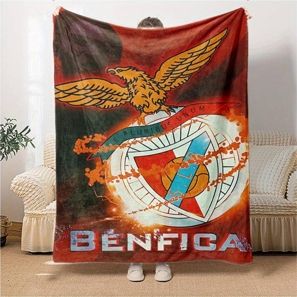 1Pc Benfica Football Crest Blanket For Couch Bed Plush Cozy Fuzzy Blanket Super Soft Warm Blankets For Fall And Winter 0918220
