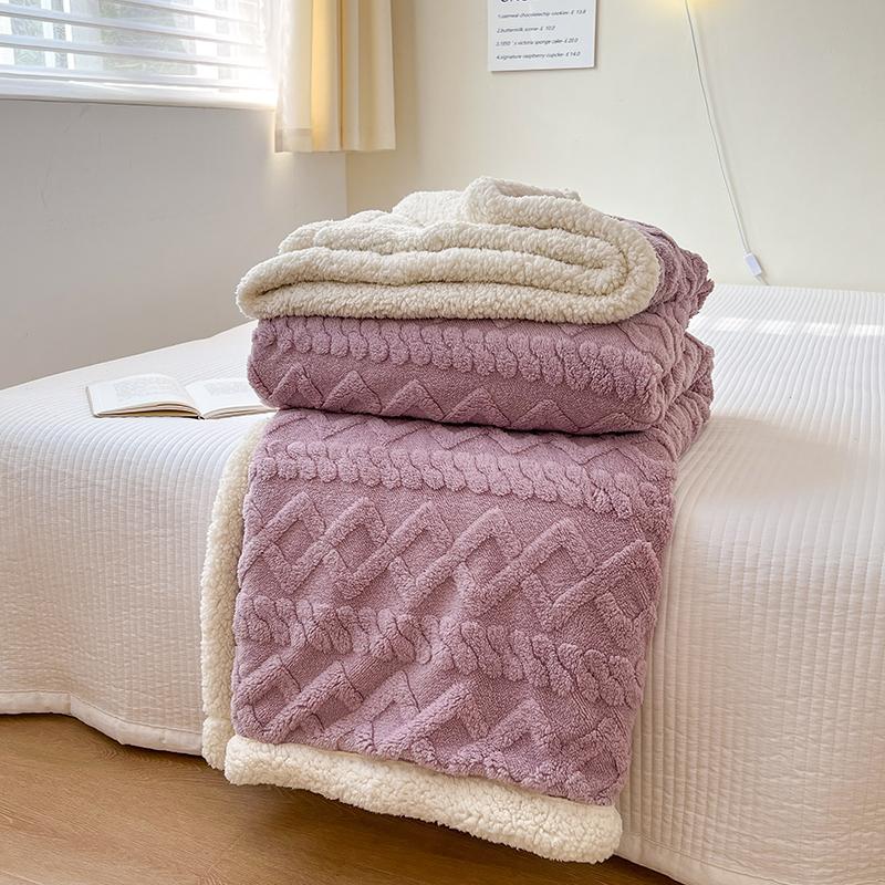 

Супермягкий плед Премиальный шелковистый фланелевый флис 3D клетчатый Легкий одеяло для кровати Всесезонное использование - Фиолетовый 70X100cm фиолетовый