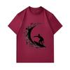 Men's 100% Cotton Crew Neck Short Sleeve T-Shirt, Surfing Silhouette Wave Graphic Print Casual Summer Breathable Soft Tee for Daily Outdoor Surf Sport