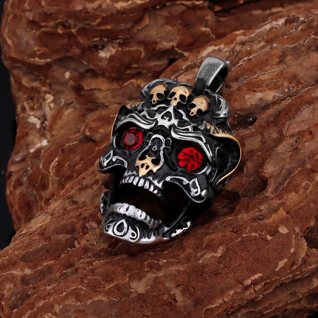 Creativo Collar de Acero Inoxidable 316L Calavera Fantasma Vintage Vikingo para Hombre Moda Neo-Gótica Rock Fiesta Colgante Amuleto Joyería