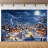 Christmas Village Scene Decoration Background Winter Photography Backdrop Decorations For Photo Studio Photo Booth Christams Party