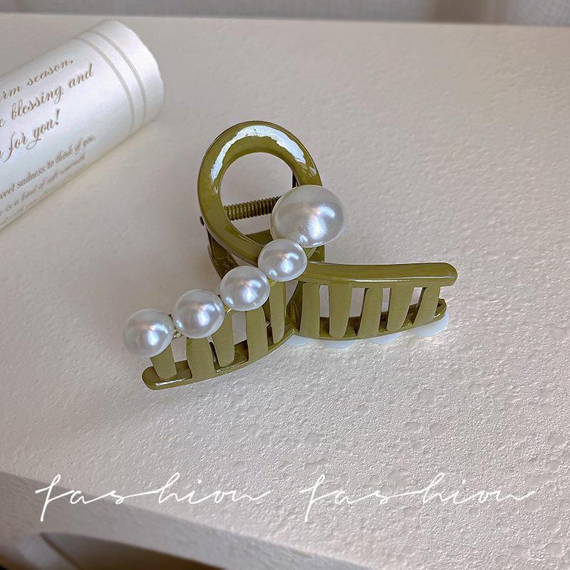 

Акриловая жемчужная шпилька для волос для женщин - шикарный конский хвост и зажим для волос в виде акулы зелёный