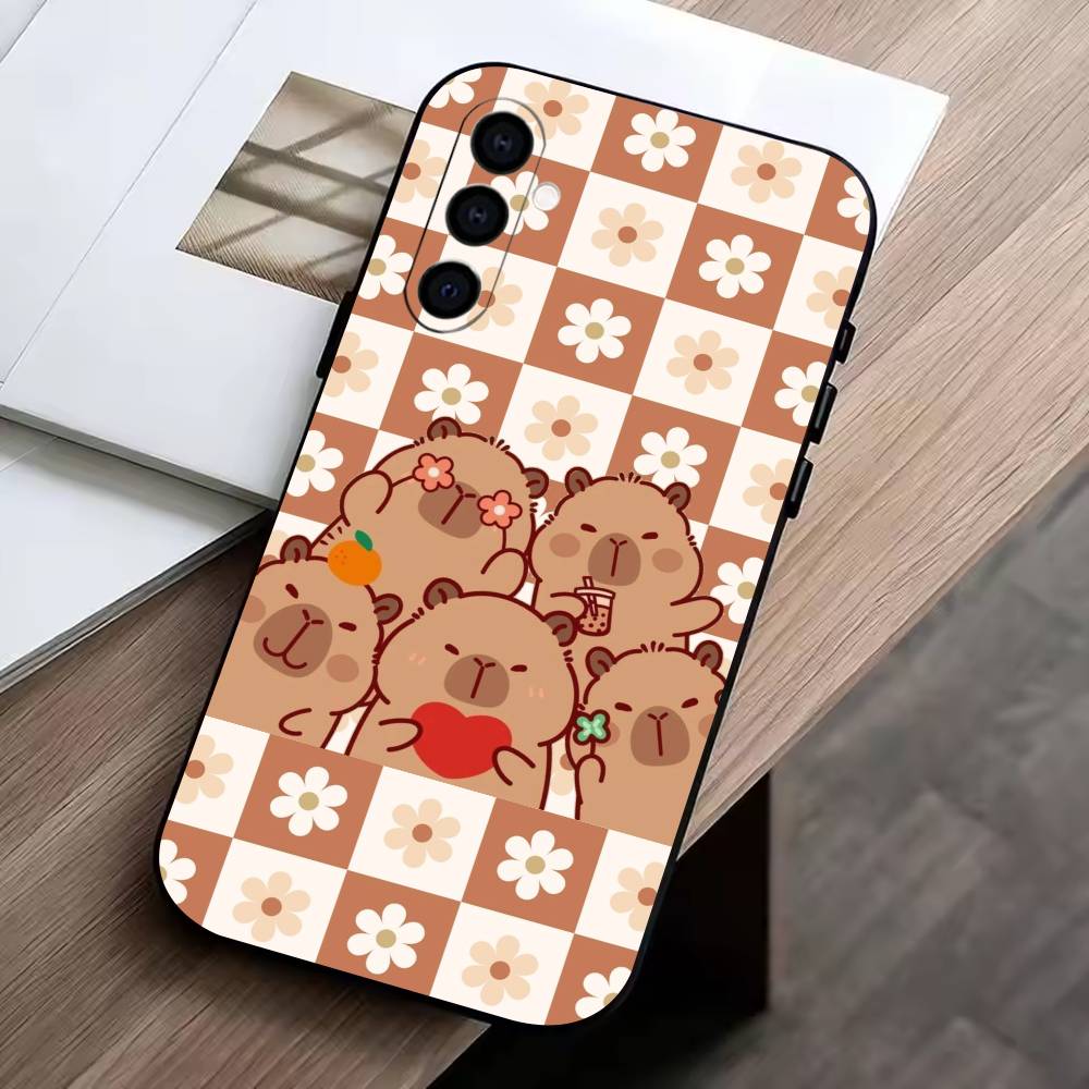 Cute K-Kawaii Capybara Phone Case Black Silicone Soft For Samsung Galaxy A73,A72,A71,A70,A53,A52,A51