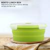 800ml Round Silicone Bento Box Collapsible Lunch Box Microwave Food Container (Light Green)
