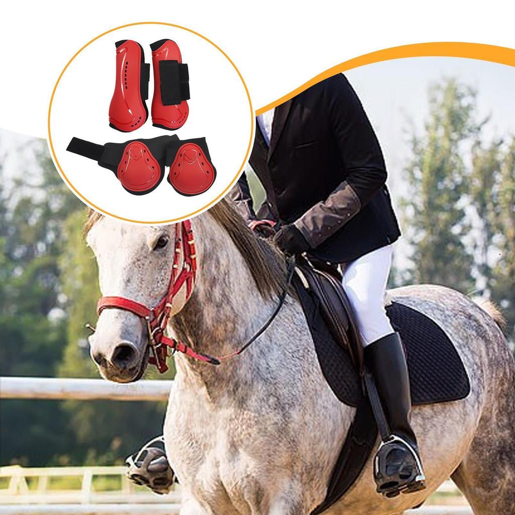 4 Adjustable Horse Tendon Protectors for Show Jumping, Horseback Riding, Comfortable Open Front