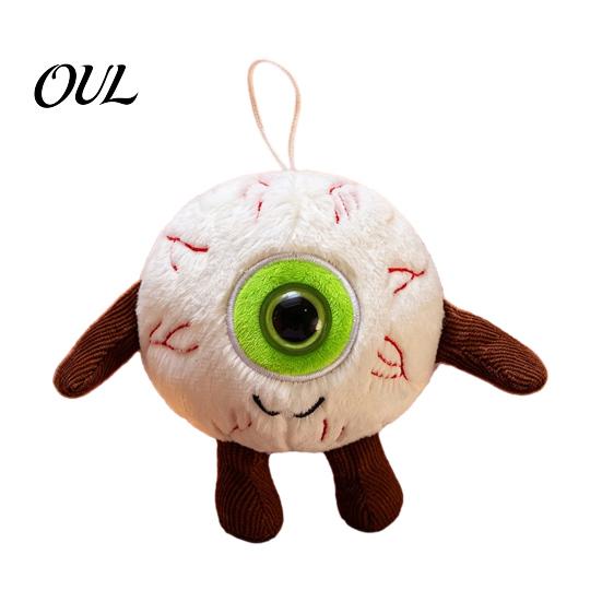 Portable Plush Toy Halloween Eyeball Keychain, Funny Scary Eye Stuffed Pendant Window Hanging Decoration for Backpack, Spooky Mini Doll Bag