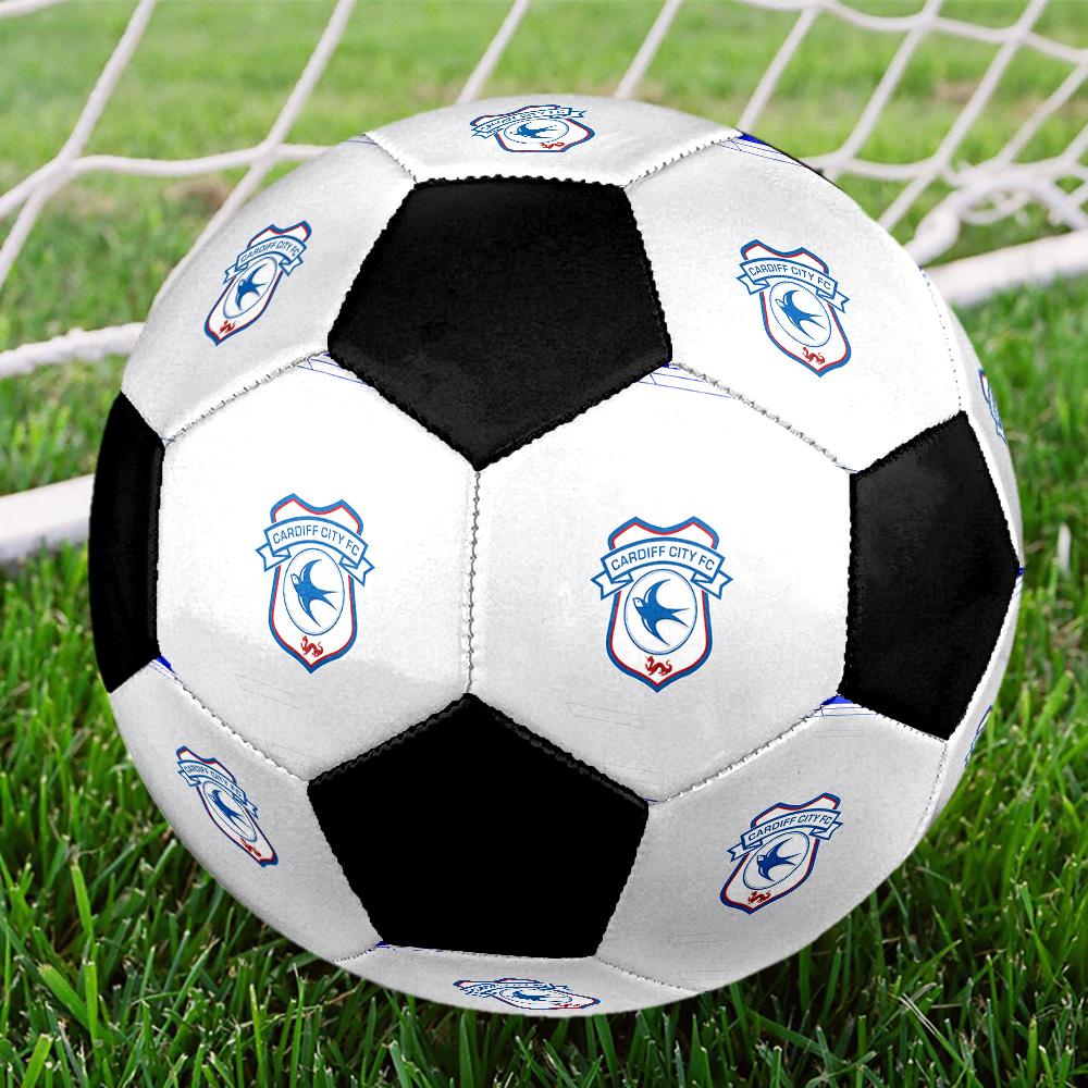 Cardiff City F.C Pallone da Calcio Colorato Per Tutte le Età Cucito a Macchina PVC Pronto per la Competizione Durevole Ad Alto Rimbalzo.TAGLIA5