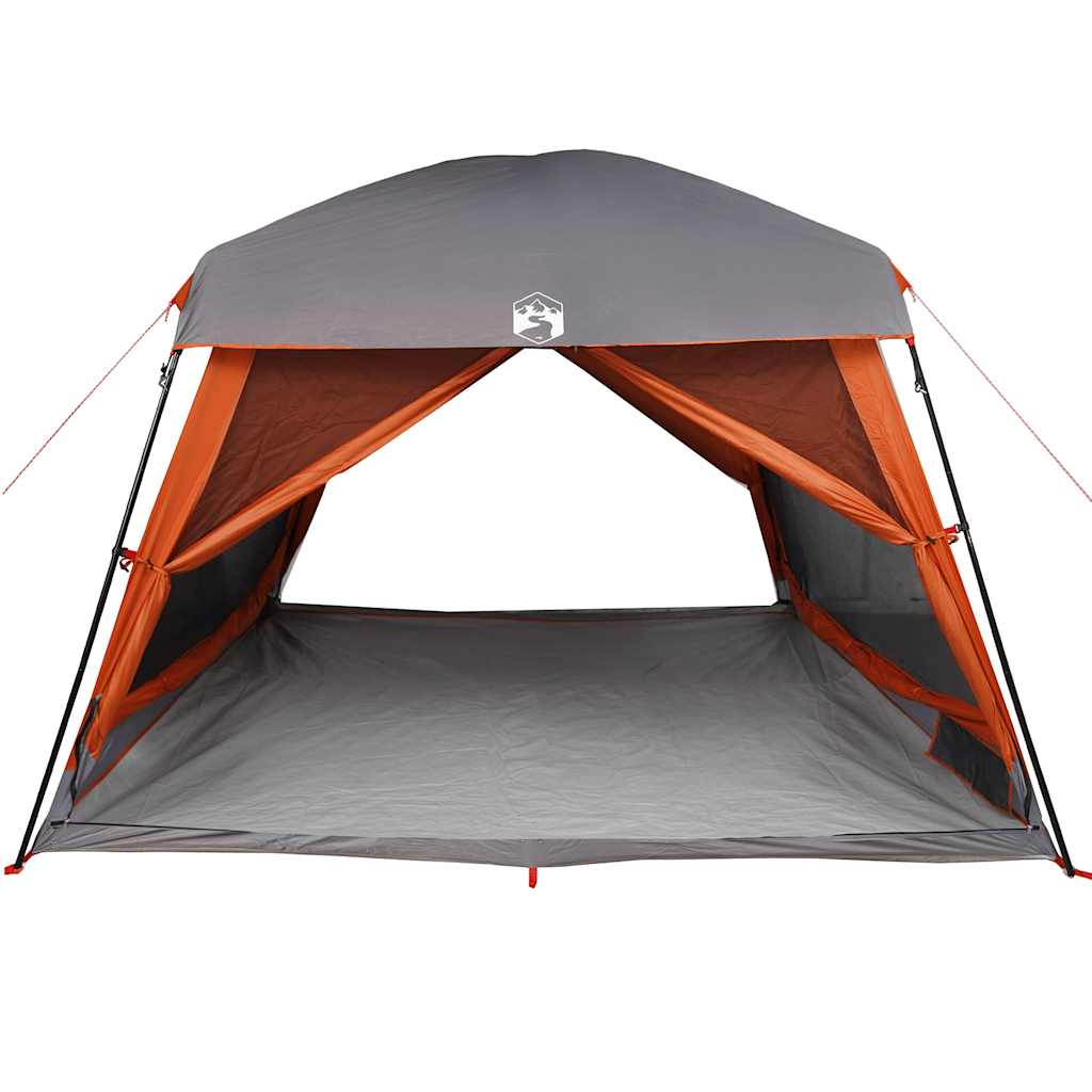 Family Tent for 6 Persons Grey and Orange Waterproof