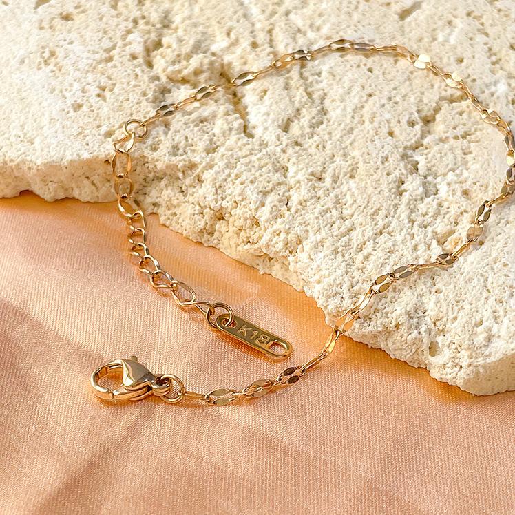 Recommended Classic Titanium Steel Gold-Plated Rose Gold Bracelet, Versatile Daily Temperament Thin Bracelet Women Do Not Fade